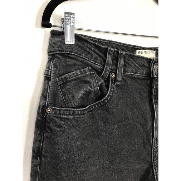 Free People Risk Taker Black Straight Jeans Womens 30 / 10 Boho Relaxed Fray Hem - Picture 2 of 10